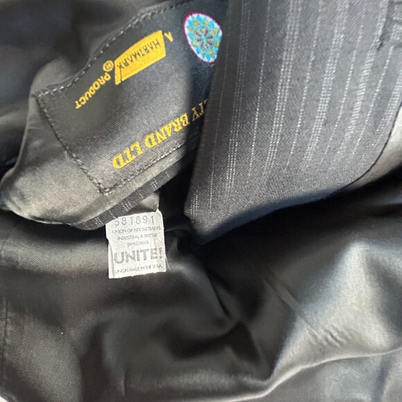 Society Brand Ltd Hartmarx Mens Black Pinstripe Two-Button Suit Jacket 41R USA - Picture 5 of 9